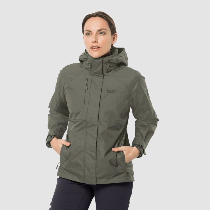 Chamarra 3-in-1 Jack Wolfskin Echo Pass Mujer Verdes Oscuro Mexico-3657218